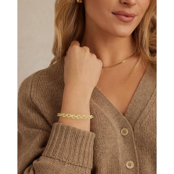 Gold 2 Italian Designer Inspired Rope Statement Chunky Bracelets for Women - Picture 2 of 5